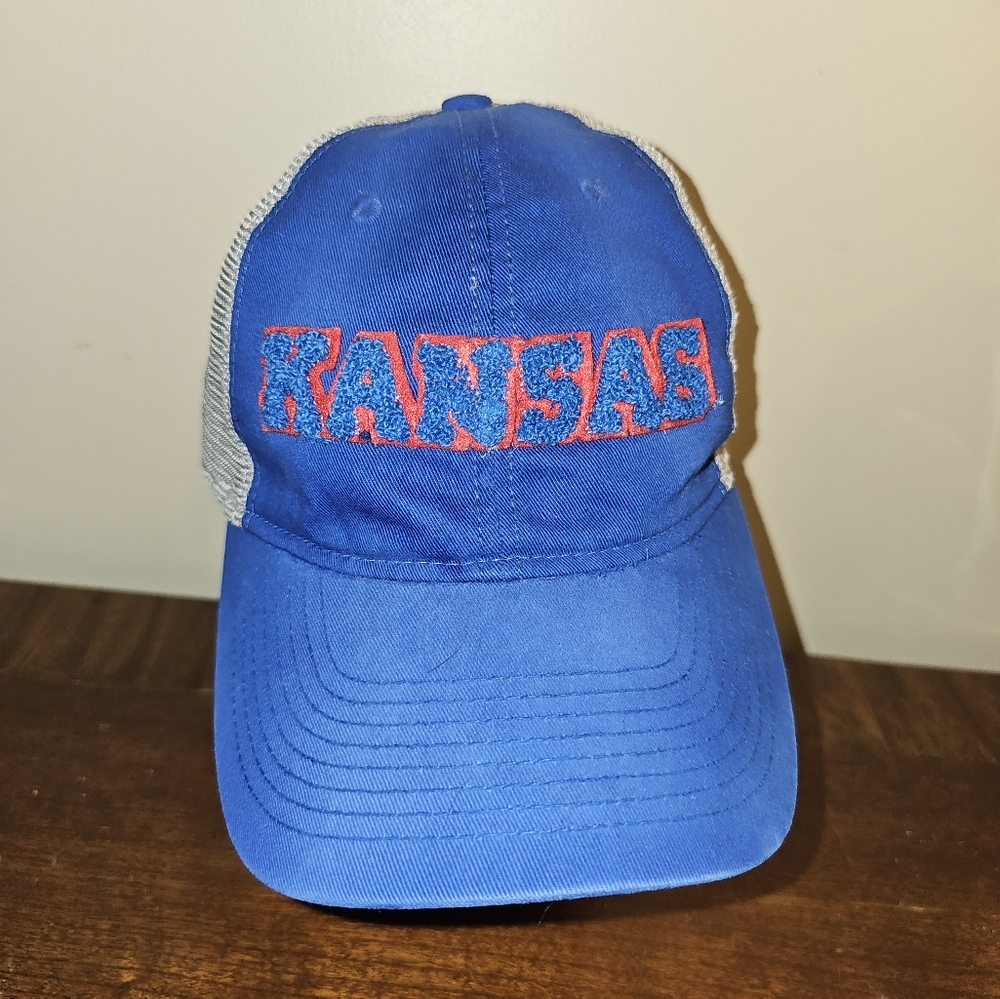 KU University Of Kansas Jayhawks Hat Cap Original Adidas Blue Adj Curved Brim
